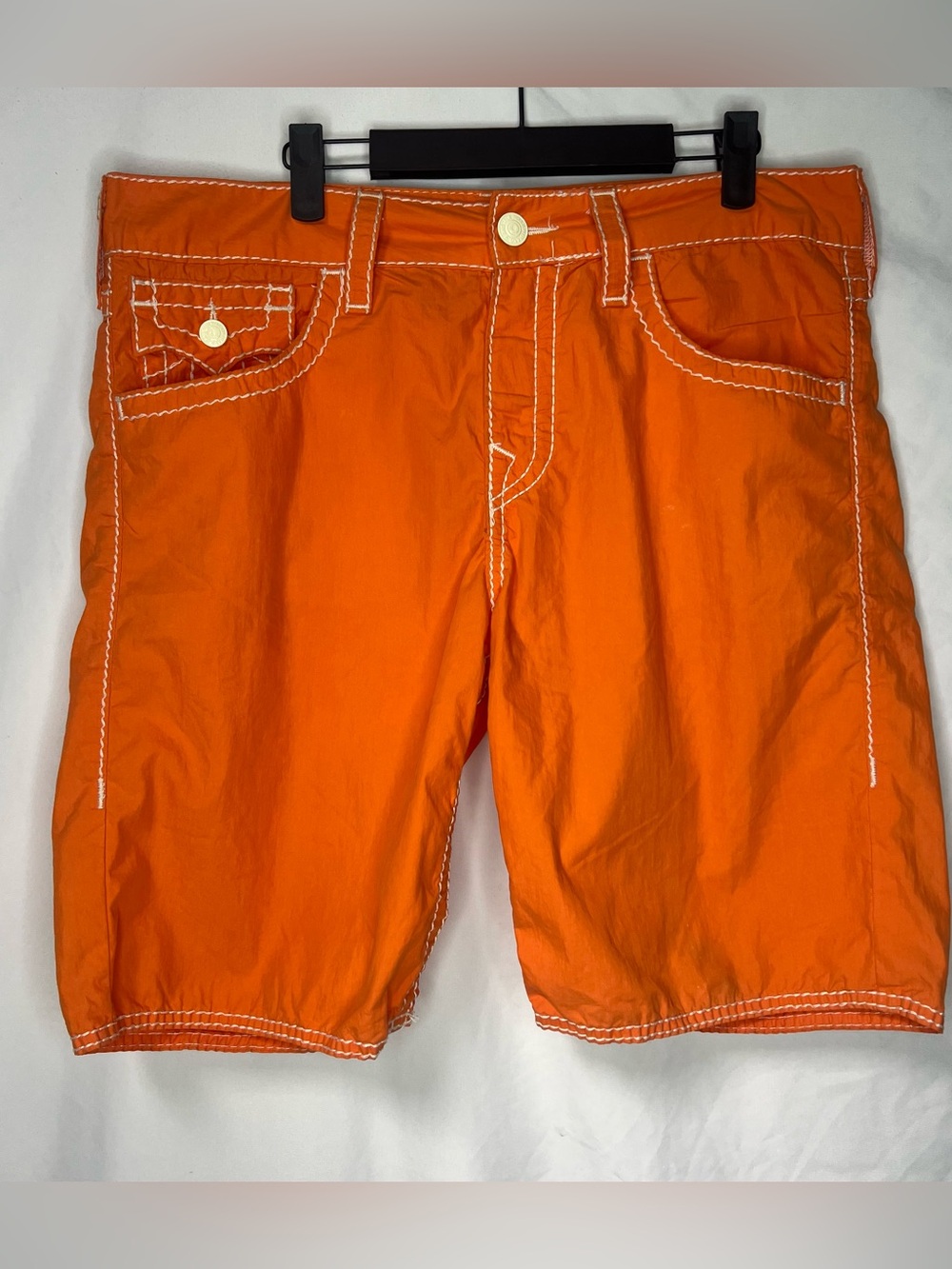 True Religion Big T Boardshorts Mens 31 Orange Made In USA